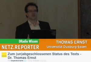 Vortrag von Dr. Thomas Ernst: "Das 'Werk' und seine 'Versionen'"